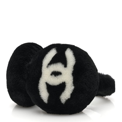 Chanel Shearling CC Ear Muffs Black White 5 of 6