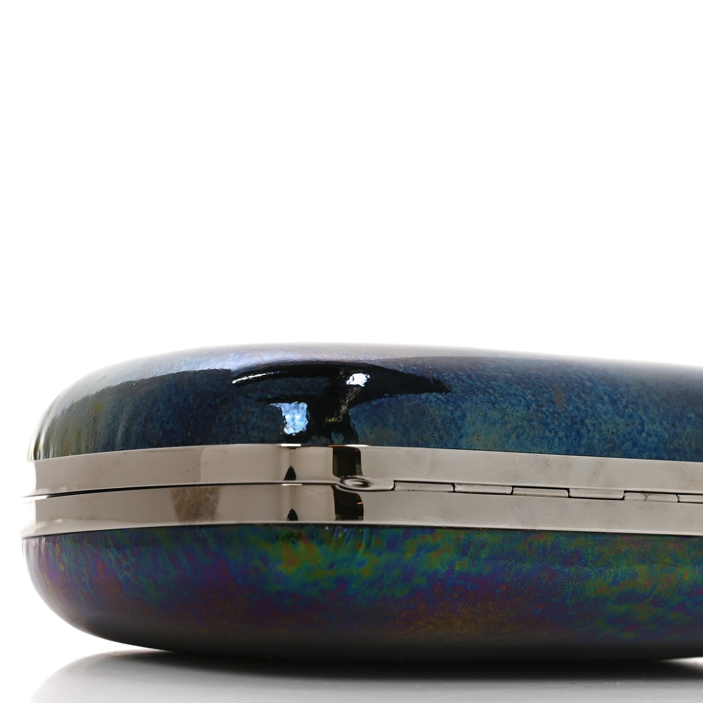 Patent Skull Knuckle Oil Slick Duster Box Clutch Multicolor