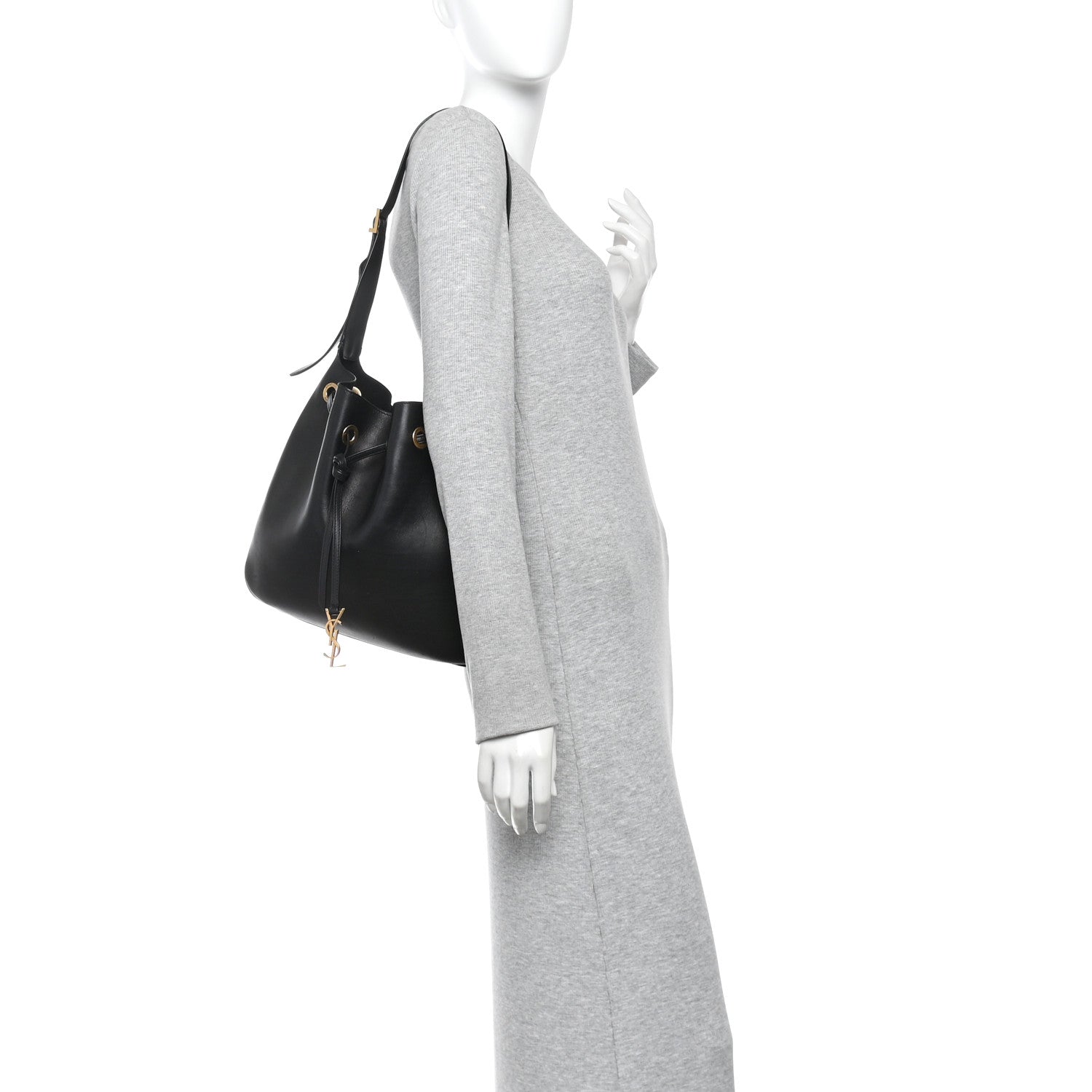 Saint Laurent Smooth Calfskin Paris VII Large Flat Hobo Black 2 of 11