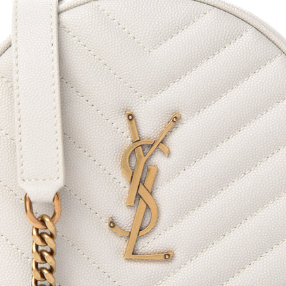 Saint Laurent Grain De Poudre Matelasse Chevron Quilted Round Vinyle Camera Bag Crema Soft 10 of 10