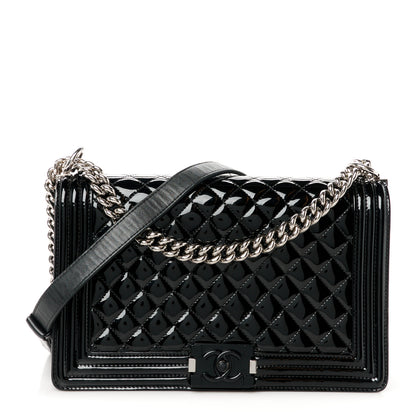 Chanel Patent Calfskin Quilted New Medium Plexiglass Boy Flap Black 1 of 10
