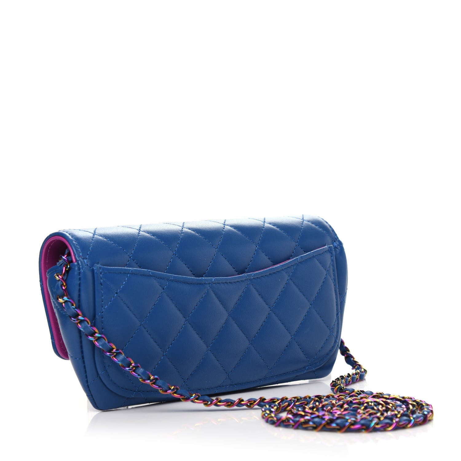 Chanel Lambskin Quilted Glasses Case With Chain Blue Purple 3 of 11