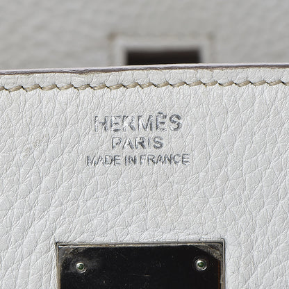 Hermes Taurillon Clemence Lizard Club Birkin 30 Gris Perle White Mykonos 22 of 38