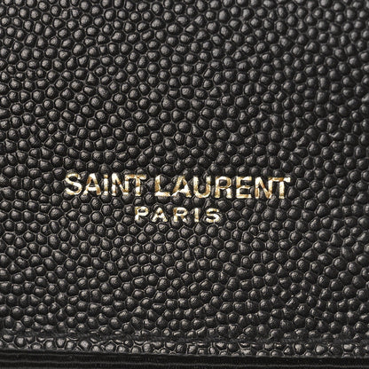 Saint Laurent Grain De Poudre Textured Mixed Matelasse Triquilt Small Monogram Satchel Black 6 of 9
