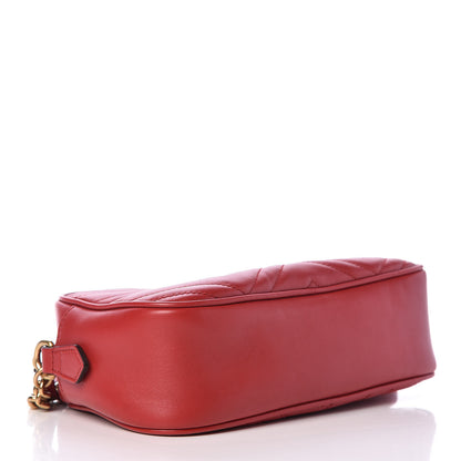Gucci Calfskin Matelasse Small GG Marmont Chain Shoulder Bag Hibiscus Red 4 of 11