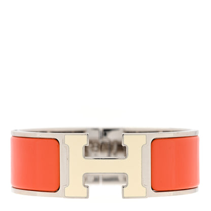 Hermes Enamel Wide Clic Clac H Bracelet GM Orange White 1 of 4