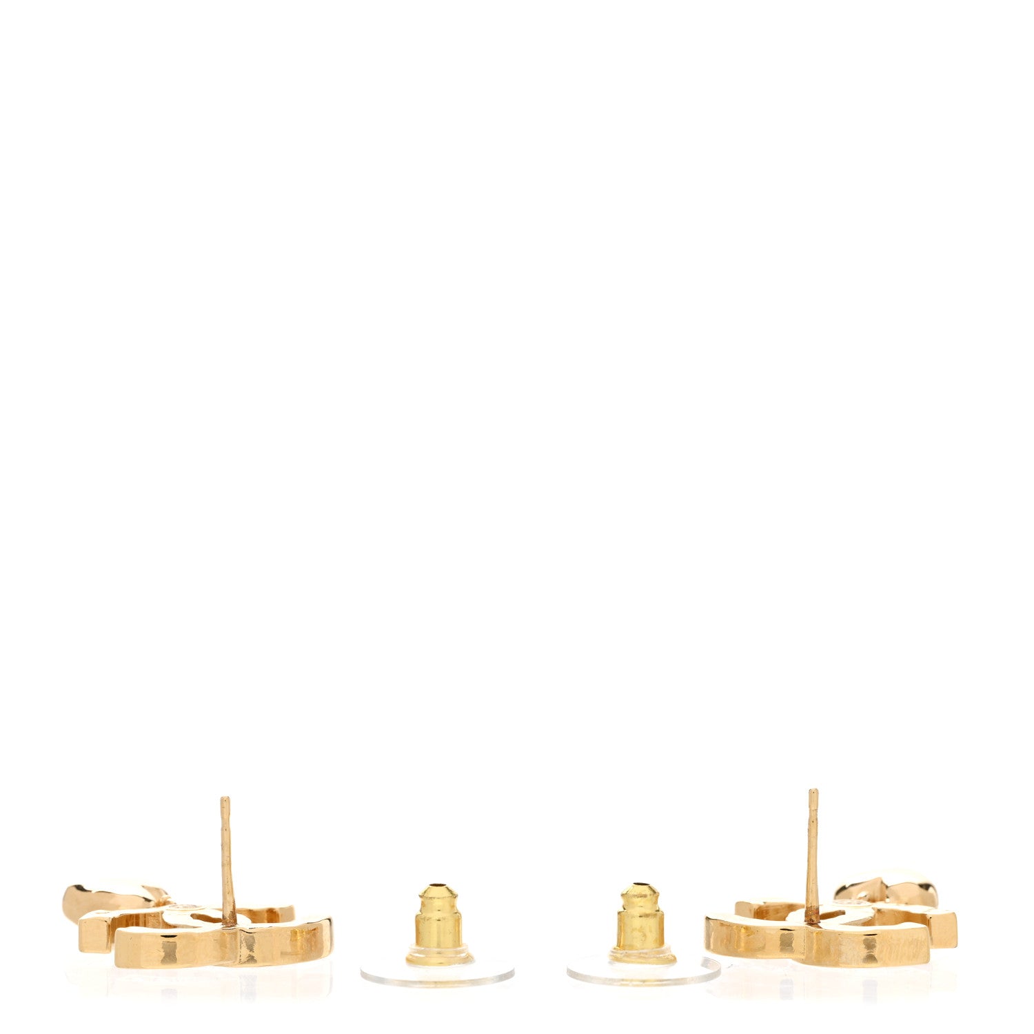 Chanel Metal Crystal CC Heart Drop Earrings Gold 3 of 5