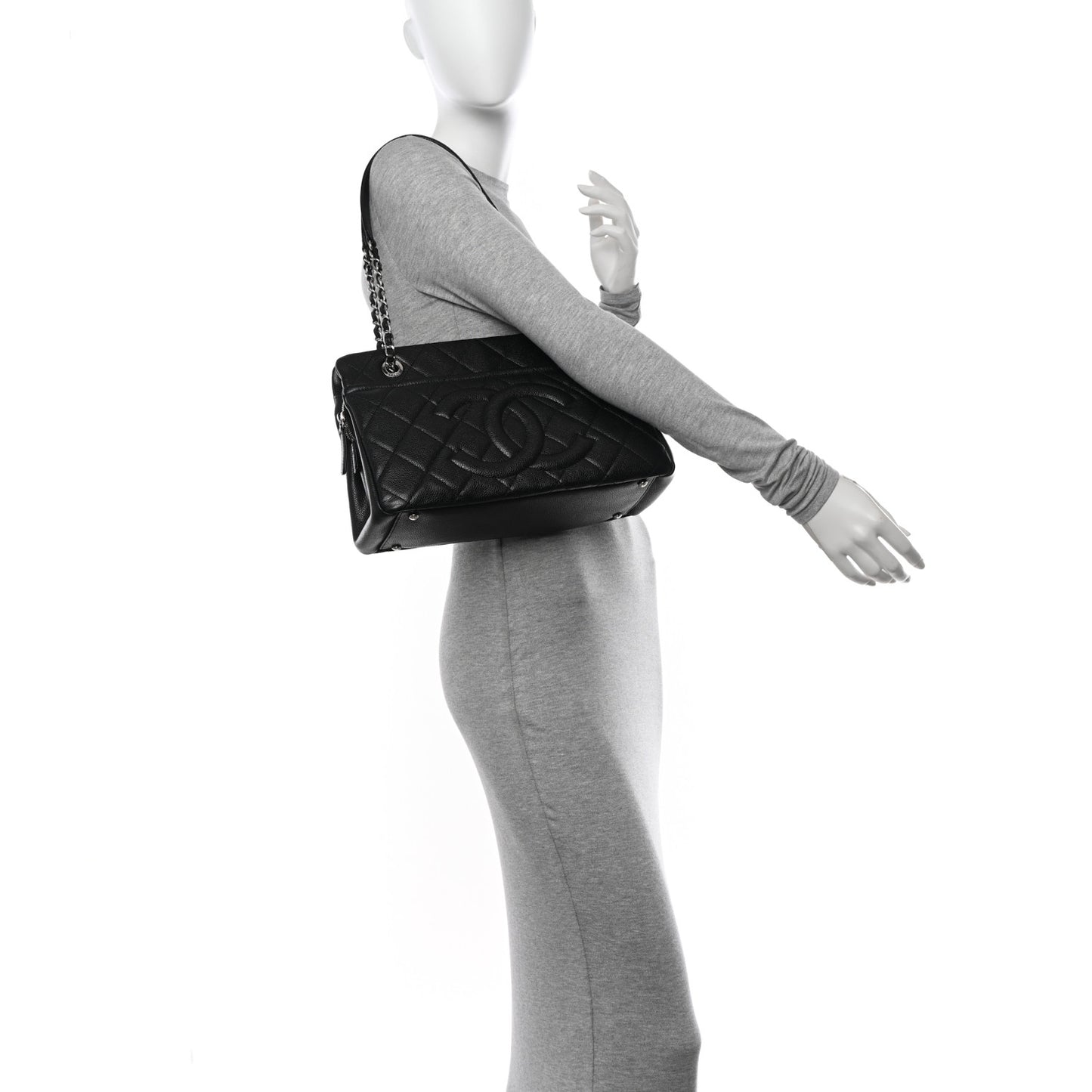 Caviar Quilted Timeless CC Soft Tote Black