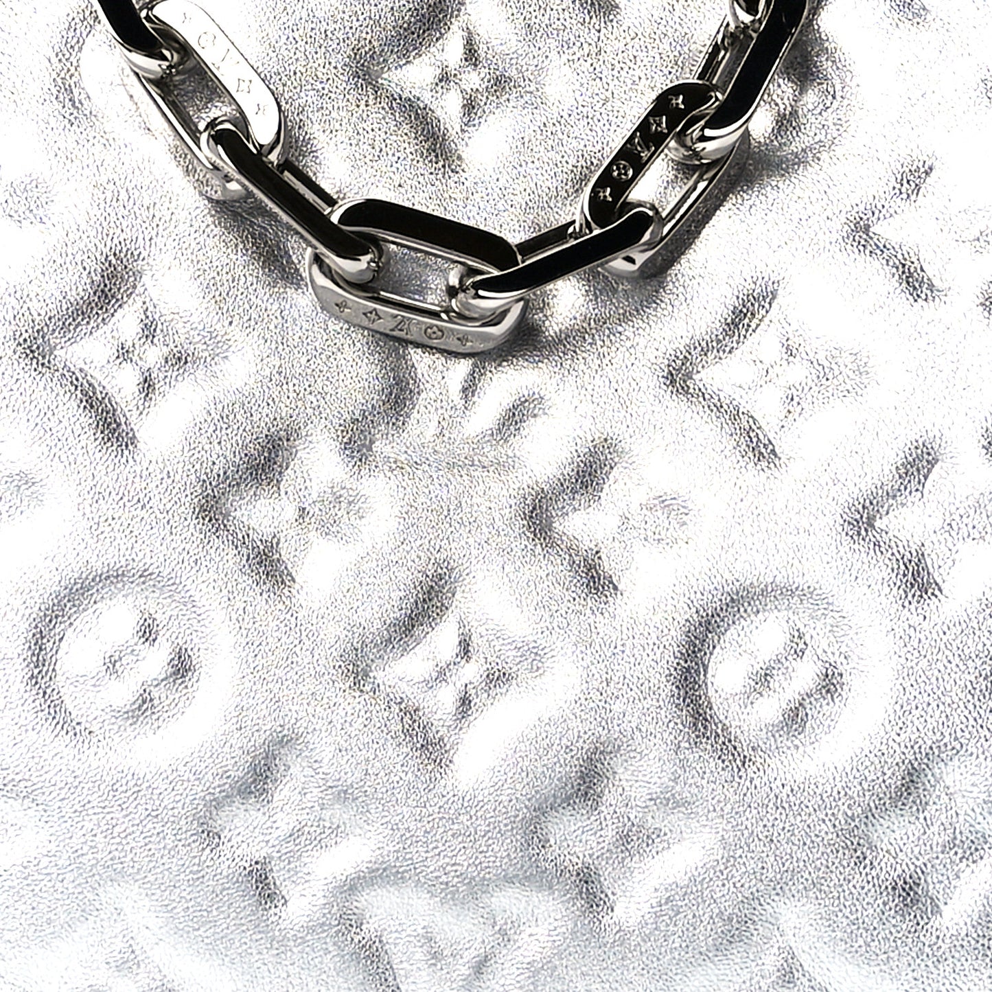 Metallic Lambskin Embossed Monogram Coussin PM Silver