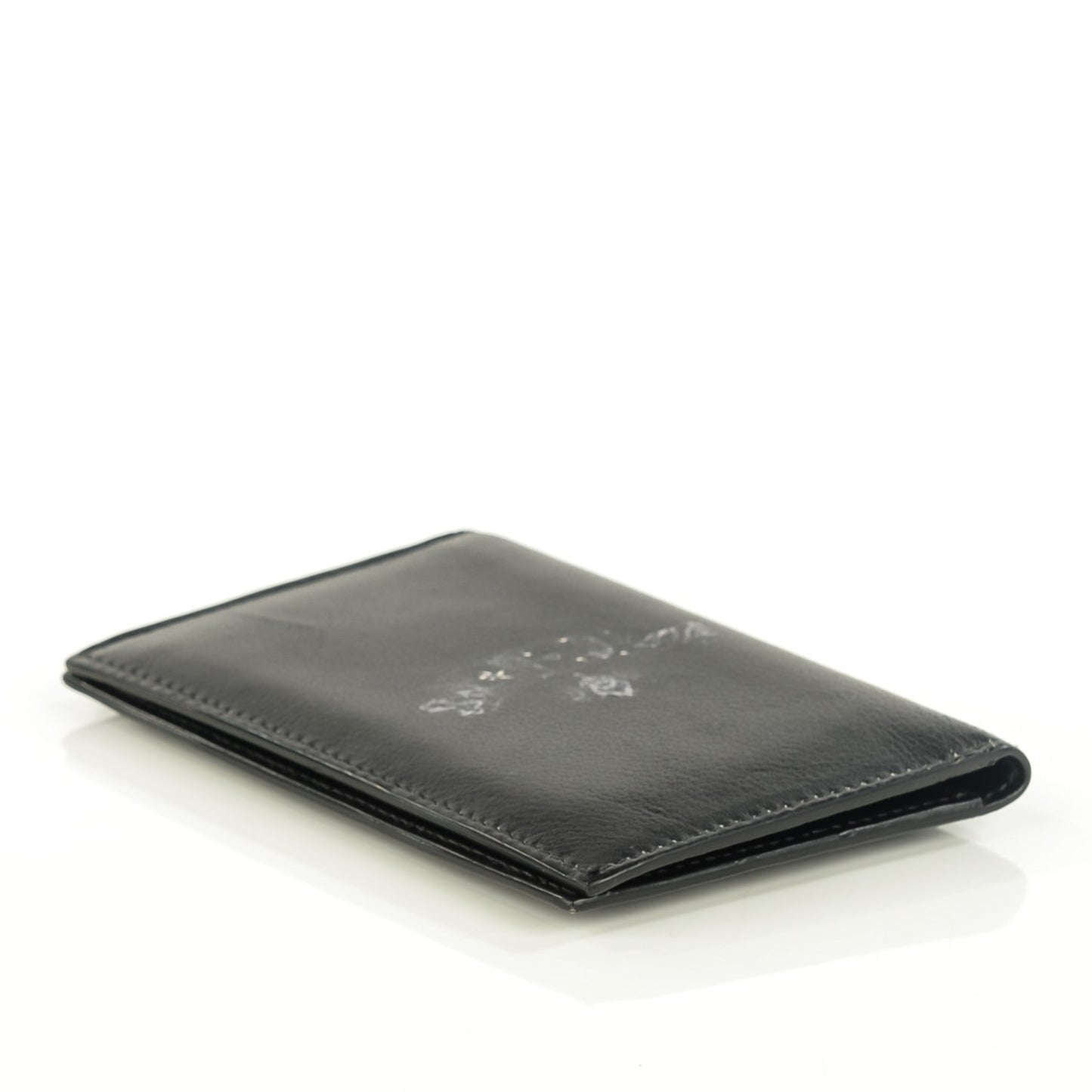 Lambskin Elmerinda Folding Card Case Black