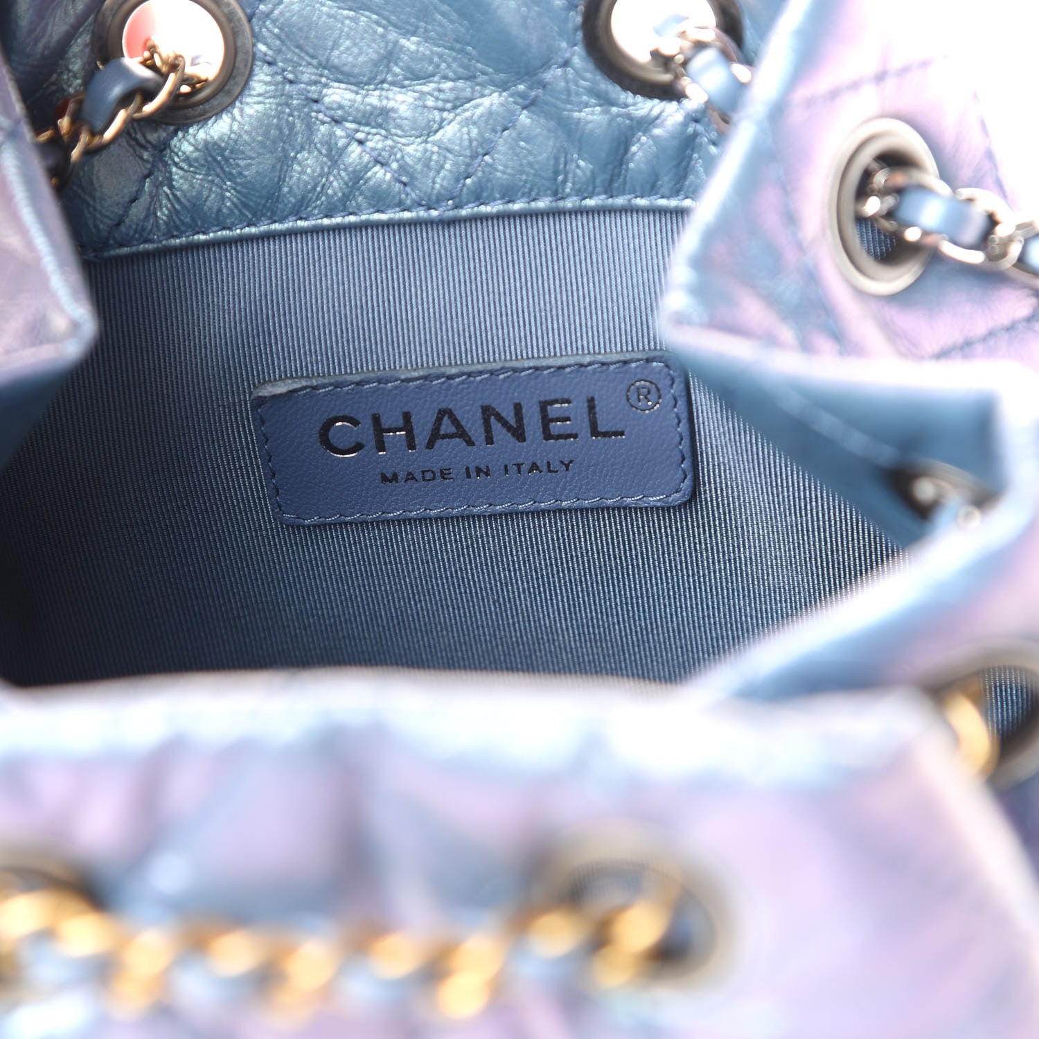 Chanel Iridescent Lambskin Calfskin Quilted Gabrielle Backpack Light Purple 7 of 9