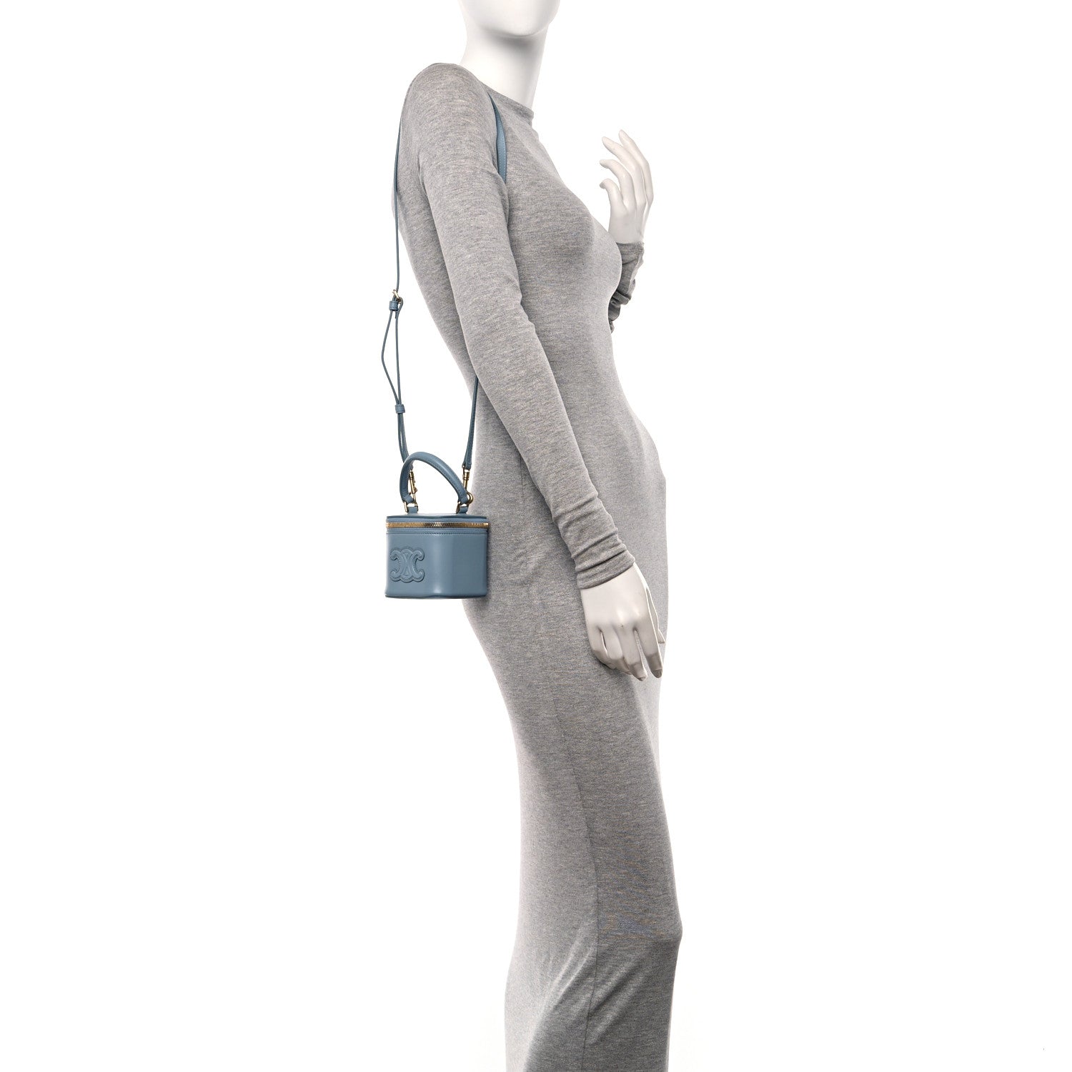 Celine Smooth Calfskin Cuir Triomphe Mini Vanity Case California Blue 2 of 10