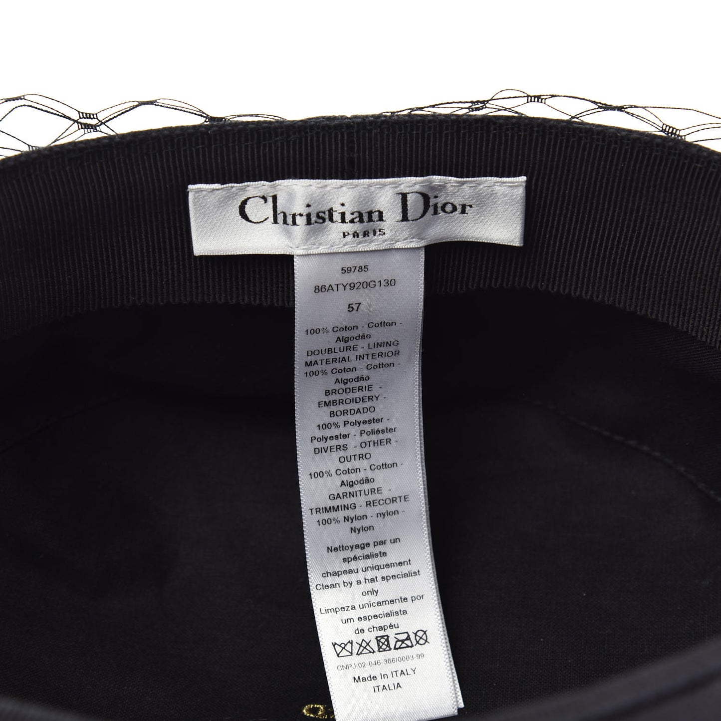 Cotton Canvas Arty Cap with Veil 57 Black