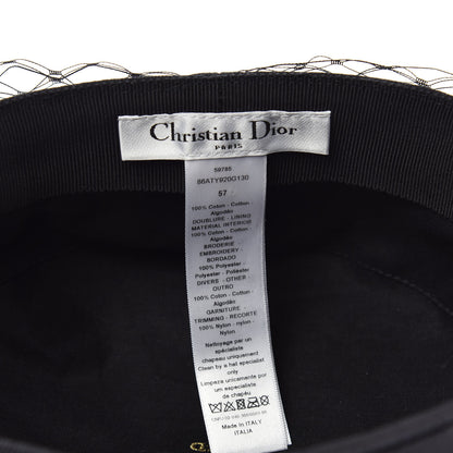 Christian Dior Cotton Canvas Arty Cap with Veil 57 Black 4 of 5