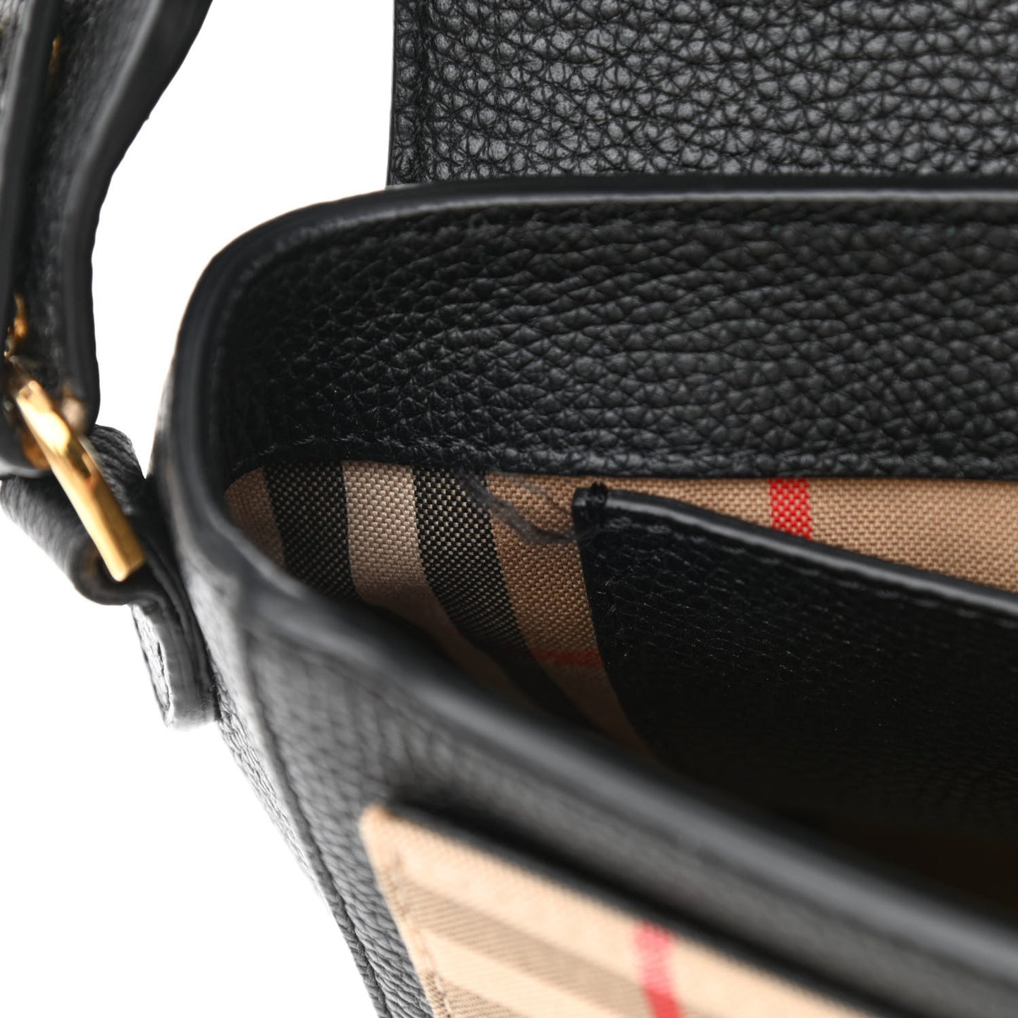 Grainy Calfskin Vintage Check Note Crossbody Bag Black