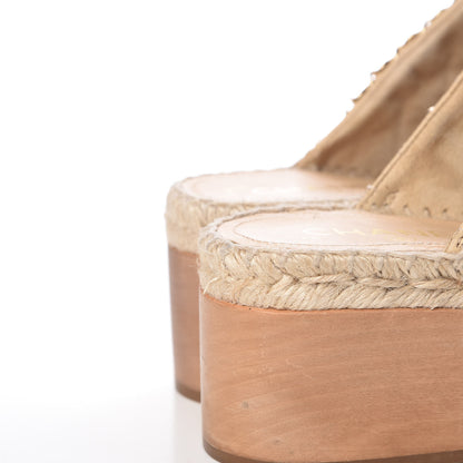 Chanel Lambskin Grosgrain Quilted CC Chain Espadrille Mules 41 Beige Black 7 of 8