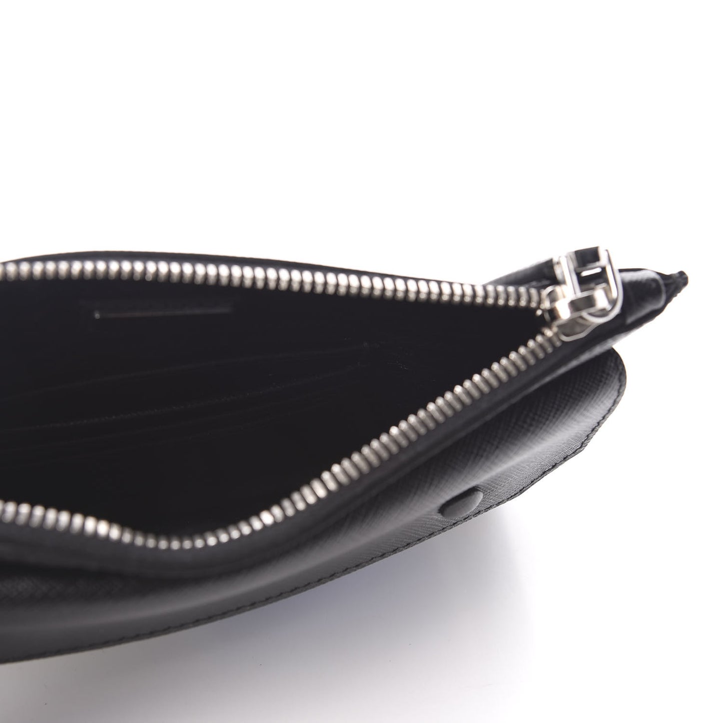 Saffiano Racing Logo Patch Clutch Black Azzurro