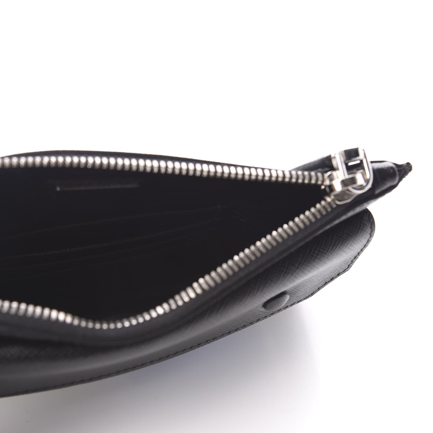 Prada Saffiano Racing Logo Patch Clutch Black Azzurro 5 of 7