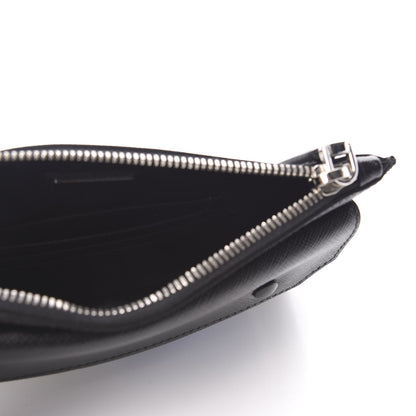 Prada Saffiano Racing Logo Patch Clutch Black Azzurro 5 of 7