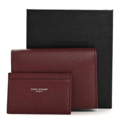 Saint Laurent Grained Calfskin Sac De Jour Compact Wallet Rouge Legion 12 of 12