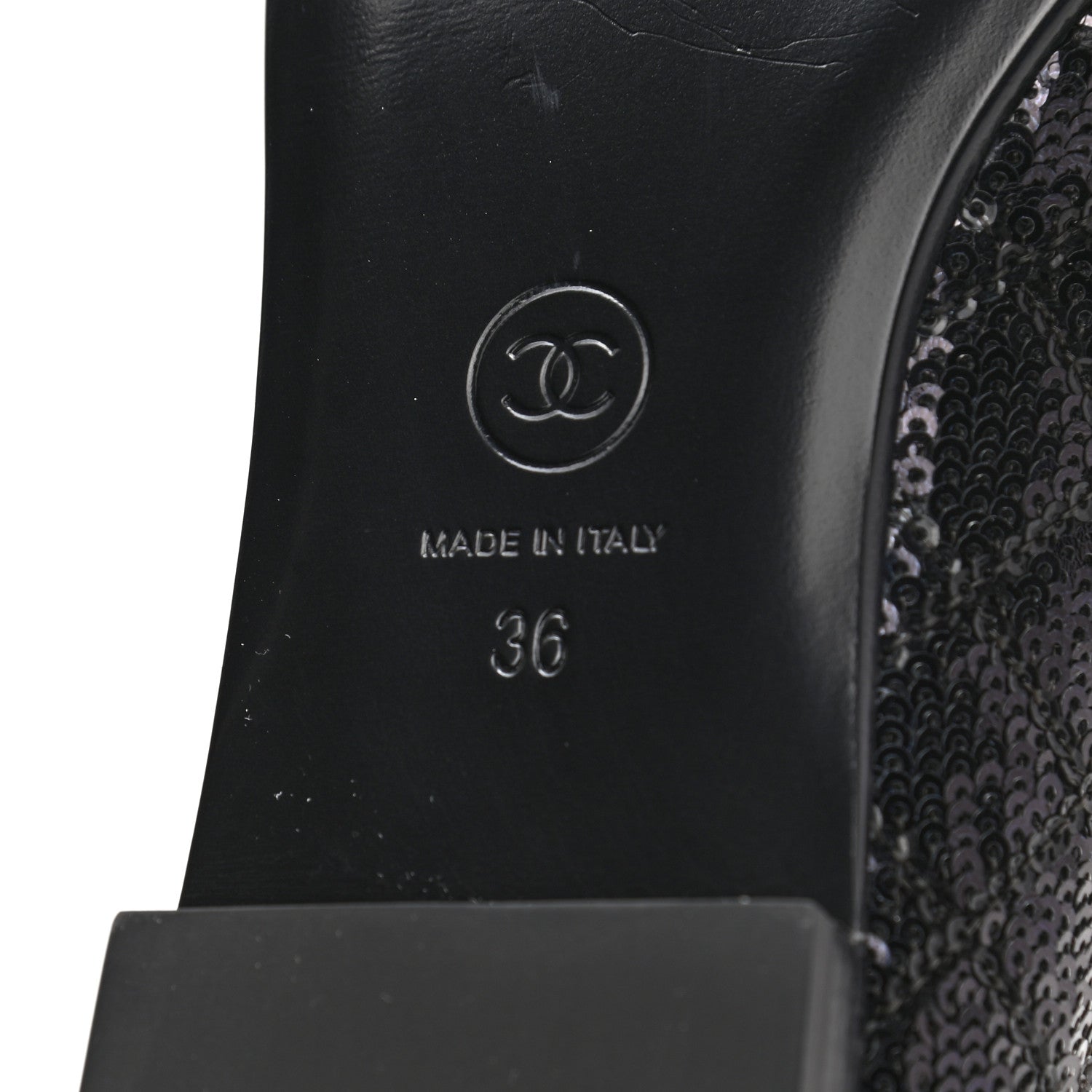 Chanel Sequin Lambskin Quilted CC Loafers 36 Black 6 of 8