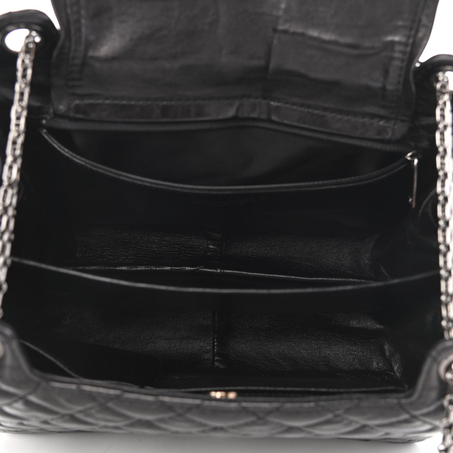 Metallic Aged Calfskin Quilted Reissue 2.55 Accordion Flap Black