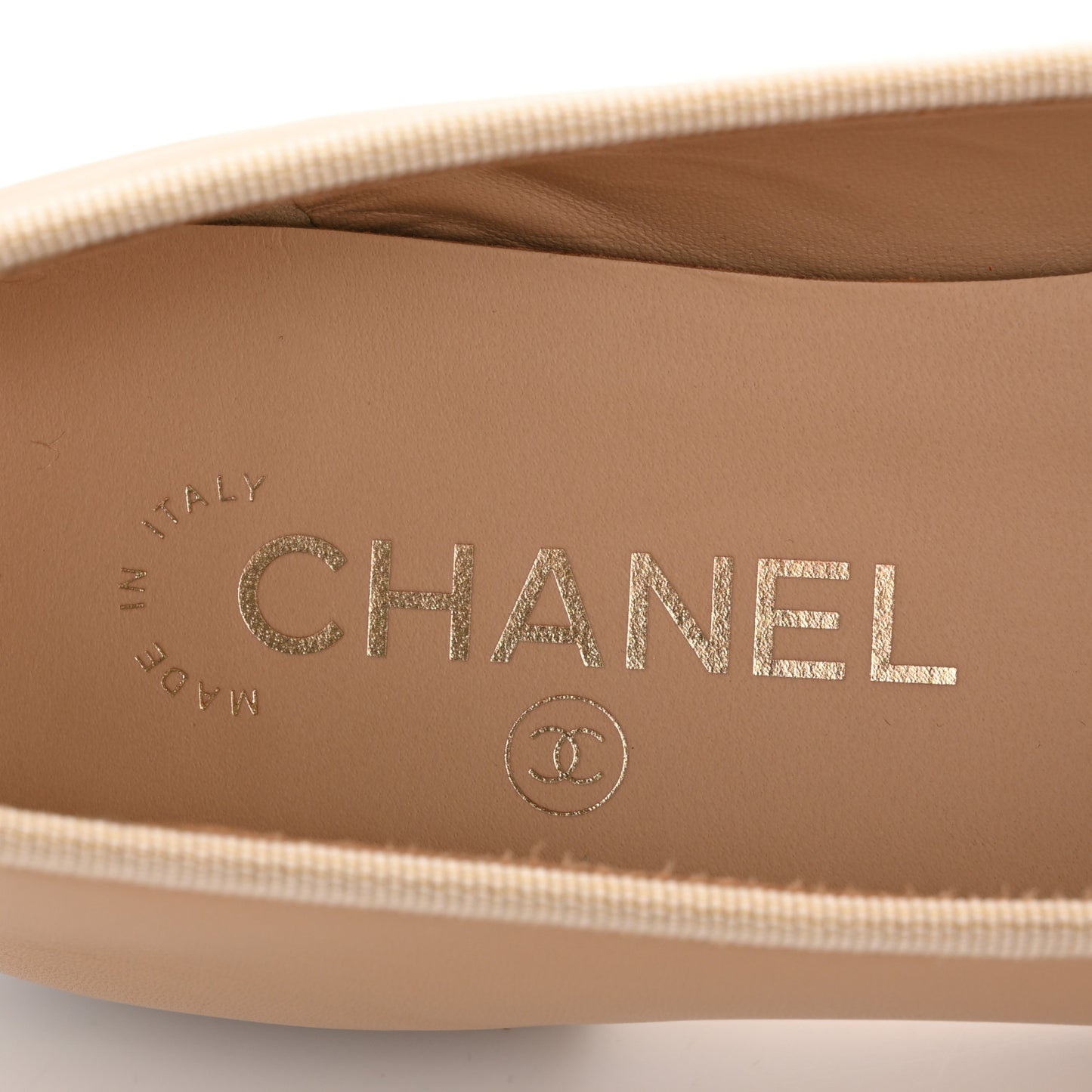 Lambskin Cap Toe CC Ballerina Flats 40.5 Beige Black