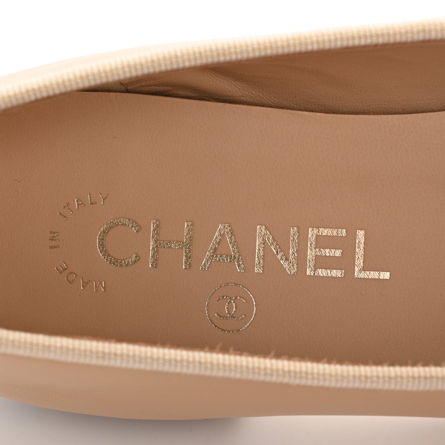 Chanel Lambskin Cap Toe CC Ballerina Flats 40.5 Beige Black 8 of 9