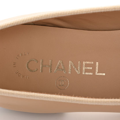 Chanel Lambskin Cap Toe CC Ballerina Flats 40.5 Beige Black 8 of 9