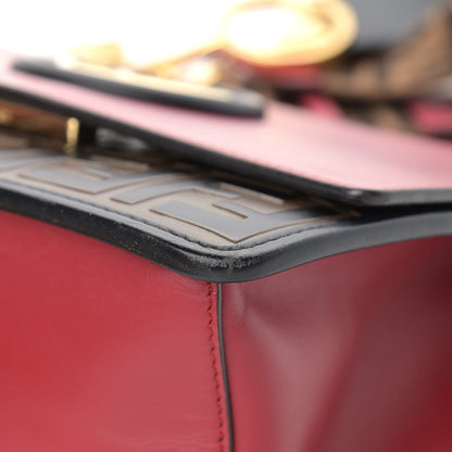 Fendi Vitello Century F is Fendi Bi-Color FF 1974 Embossed Kan I Shoulder Bag Fragola Maya Black 9 of 18
