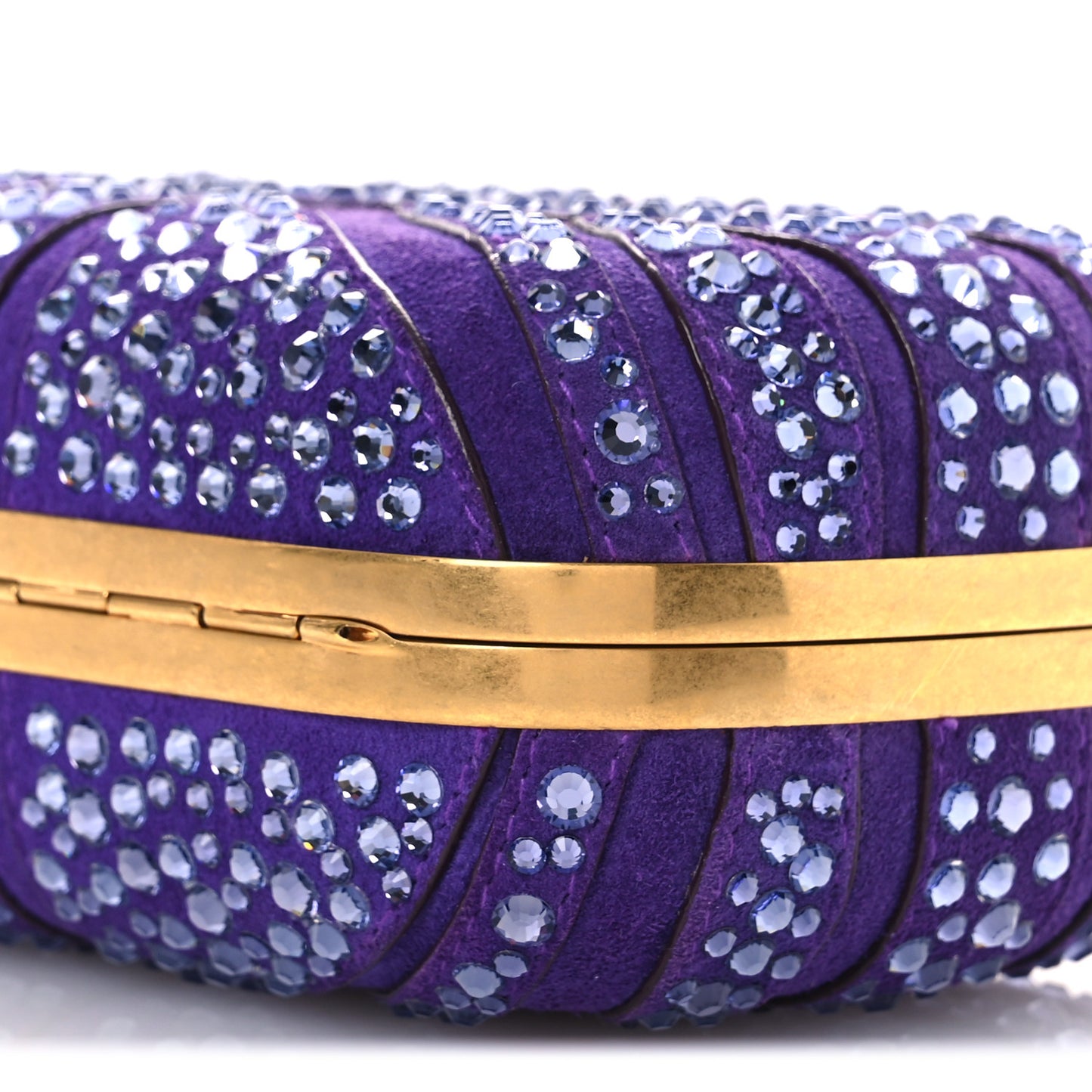 Suede Crystal Britannia Skull Box Clutch Purple