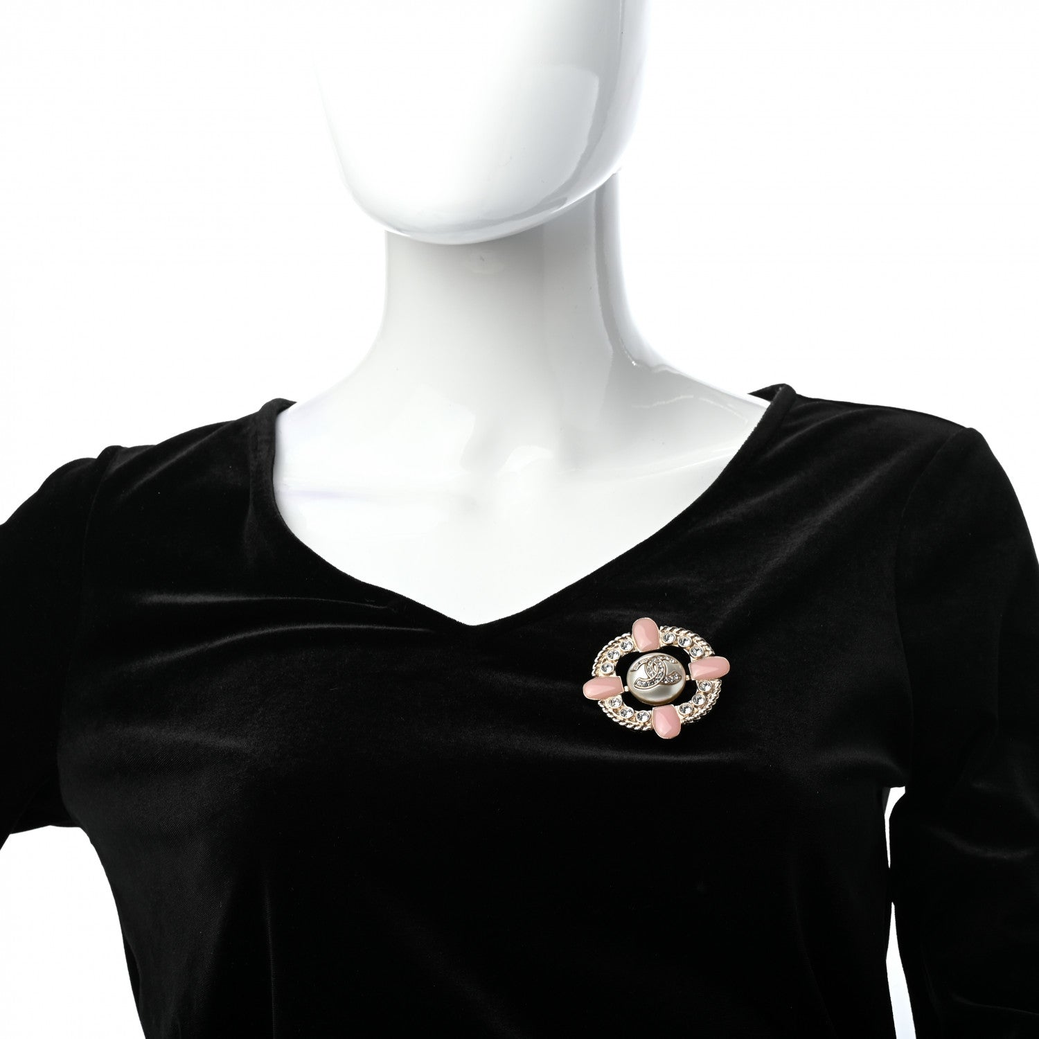 Chanel Baguette Crystal Resin CC Brooch Gold Pink 2 of 4
