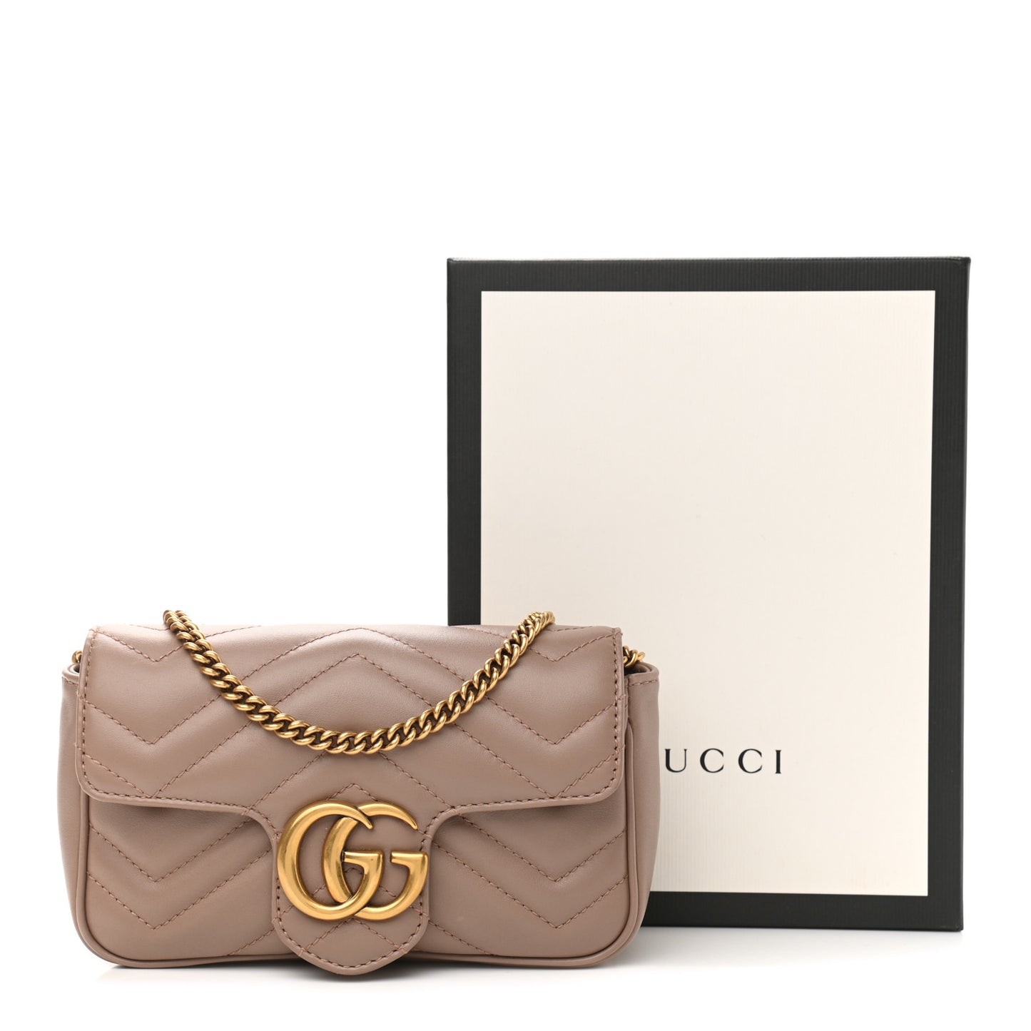 Calfskin Matelasse Super Mini GG Marmont Shoulder Bag Porcelain Rose