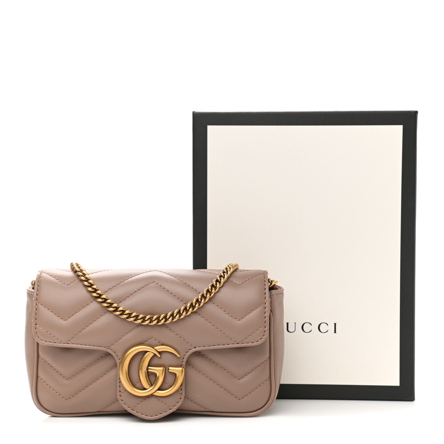 Gucci Calfskin Matelasse Super Mini GG Marmont Shoulder Bag Porcelain Rose 11 of 11