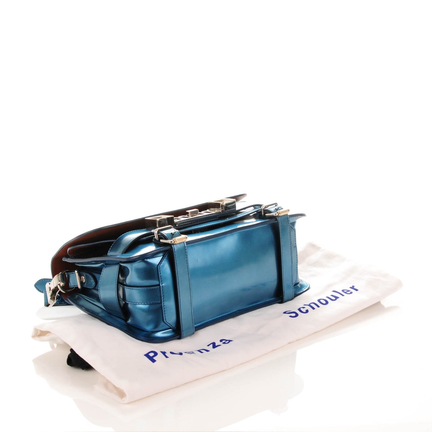 Mirrored Calfskin PS11 Classic Shoulder Bag Ocean