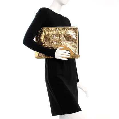 Chanel Metallic Lambskin Large Feministe Maize Feminine Pouch Clutch Gold 2 of 9