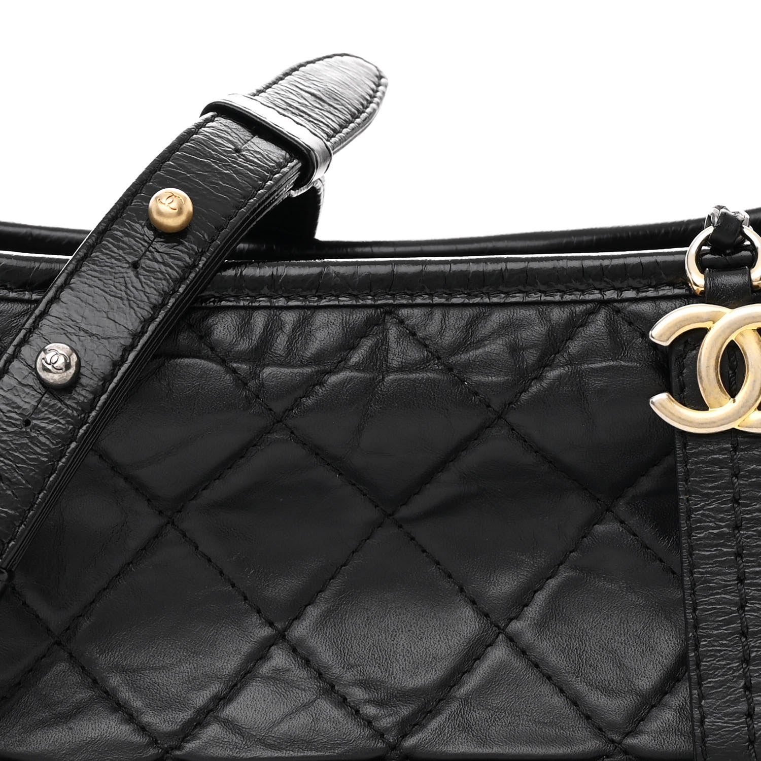 Chanel Aged Calfskin Quilted Small Gabrielle Hobo Black 8 of 12