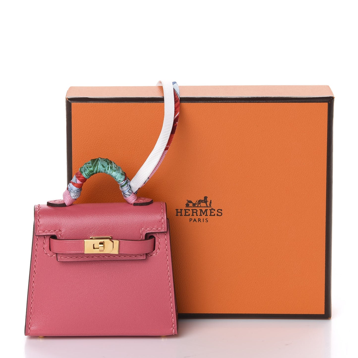 Tadelakt Mini Kelly Twilly Bag Charm Rose Lipstick