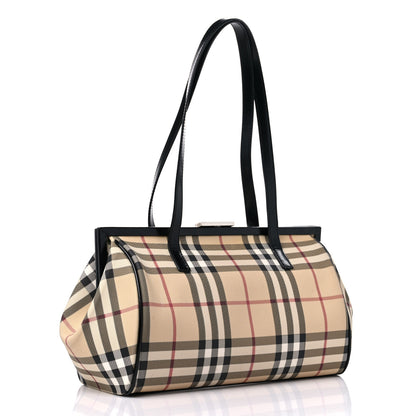 Burberry Nova Check Top Handle Tote Black 2 of 17