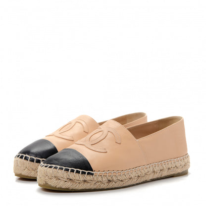 Chanel Lambskin CC Espadrilles 36 Beige Black 3 of 11