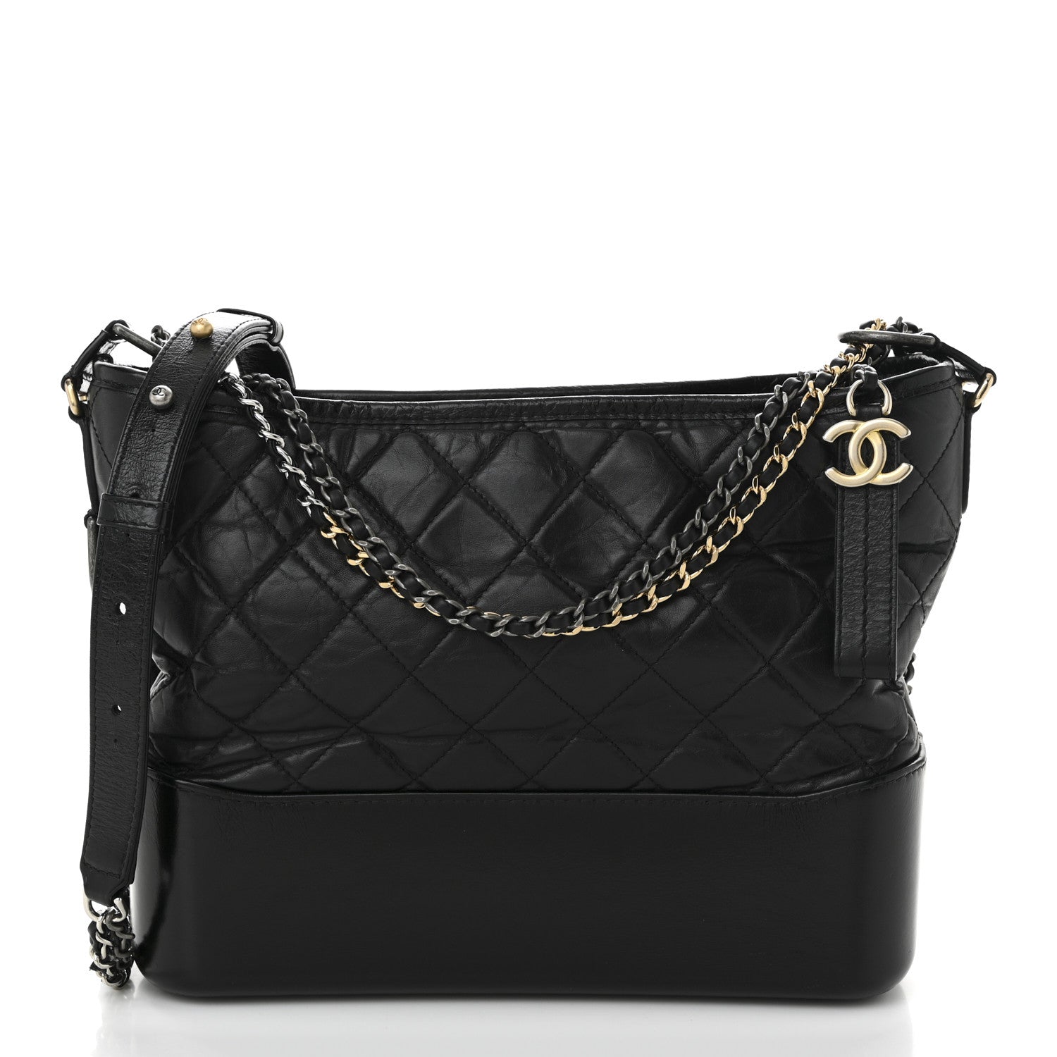 Chanel Aged Calfskin Quilted Medium Gabrielle Hobo Black 1 of 10