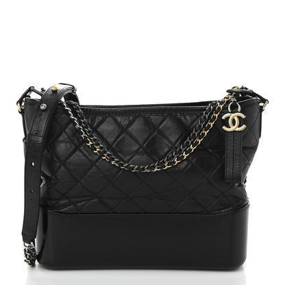 Chanel Aged Calfskin Quilted Medium Gabrielle Hobo Black 1 of 10