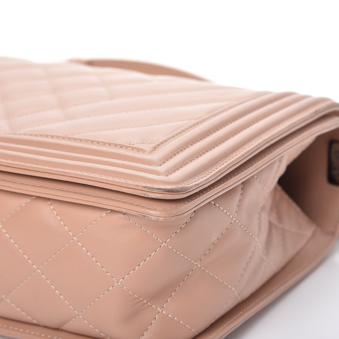 Calfskin Chevron Quilted New Medium Boy Flap Beige