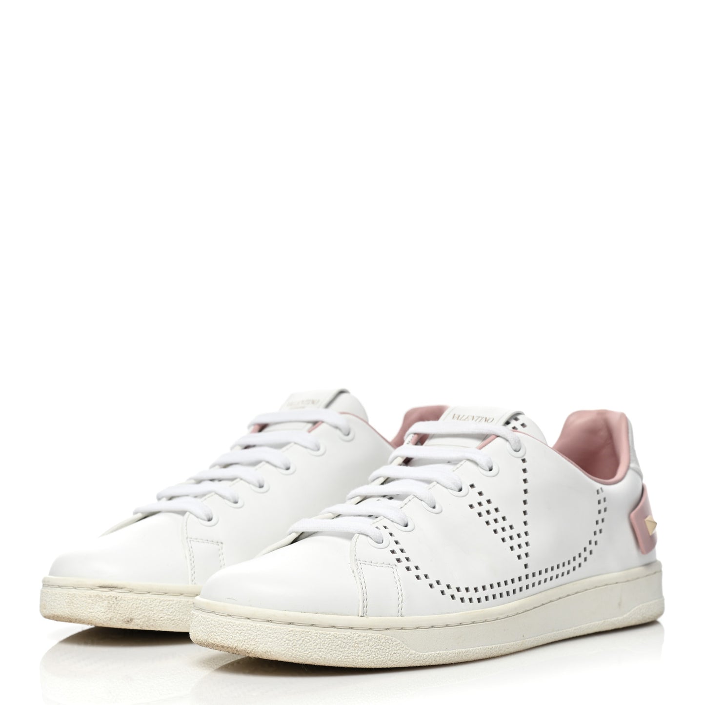 Calfskin Womens Backnet Sneakers 38 White Pink
