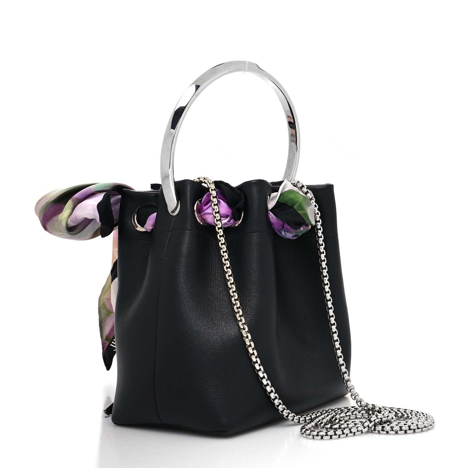 Jimmy Choo Calfskin Scarf Bon Bon Bag Bucket Bag Black 3 of 10