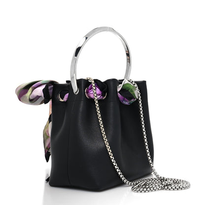 Jimmy Choo Calfskin Scarf Bon Bon Bag Bucket Bag Black 3 of 10