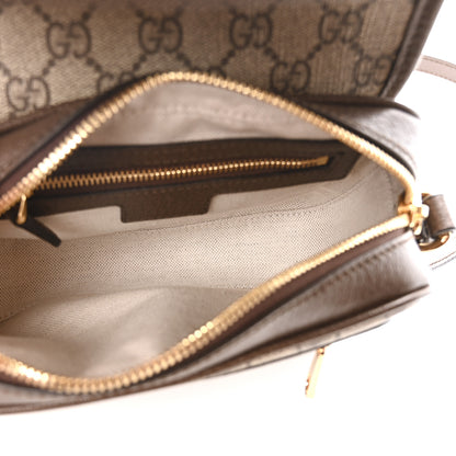 Gucci GG Supreme Monogram Textured Dollar Calfskin Mini Ophidia Flap Shoulder Bag Beige Ebony New Acero 5 of 11