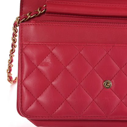 Chanel Lambskin Quilted Boy Wallet On Chain WOC Fuchsia 17 of 20