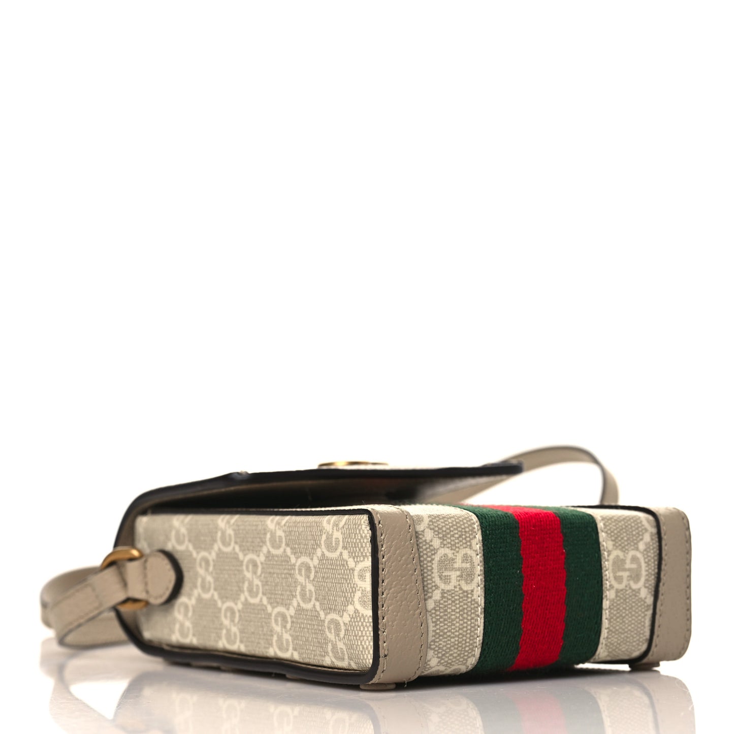 GG Supreme Monogram Textured Calfskin Web Mini Ophidia Messenger Beige Mystic White Oatmeal