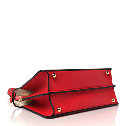 Fendi Vitello Seta Nappa Chinese Valentines Day Karligraphy Small Peekaboo I SEE U Satchel Rosso Cardinale Panna 3 of 9